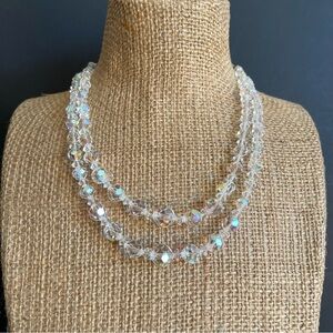 Vintage double strand AB Crystal Beaded Necklace.